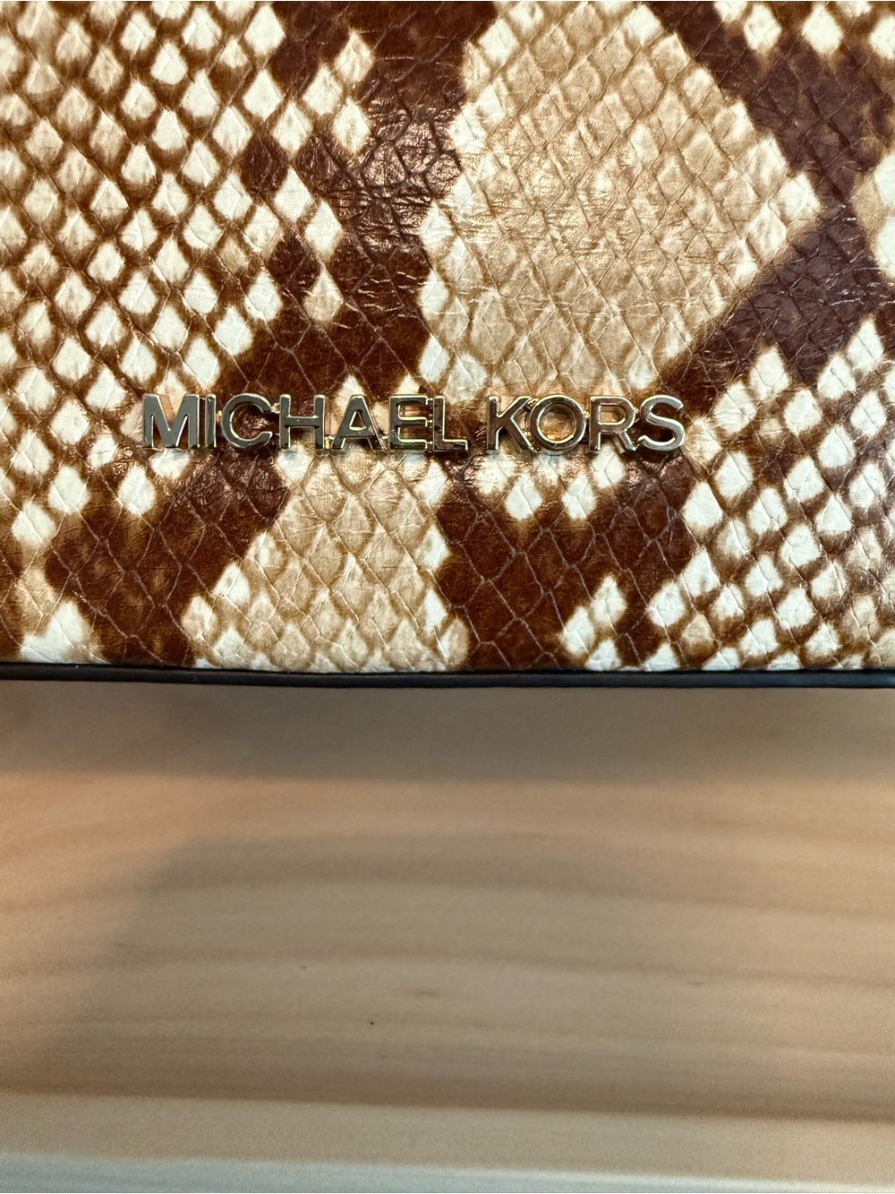 Michael Kors Tan & Brown Snake-Print Drawstring Shoulder Bag - Picture 3 of 7